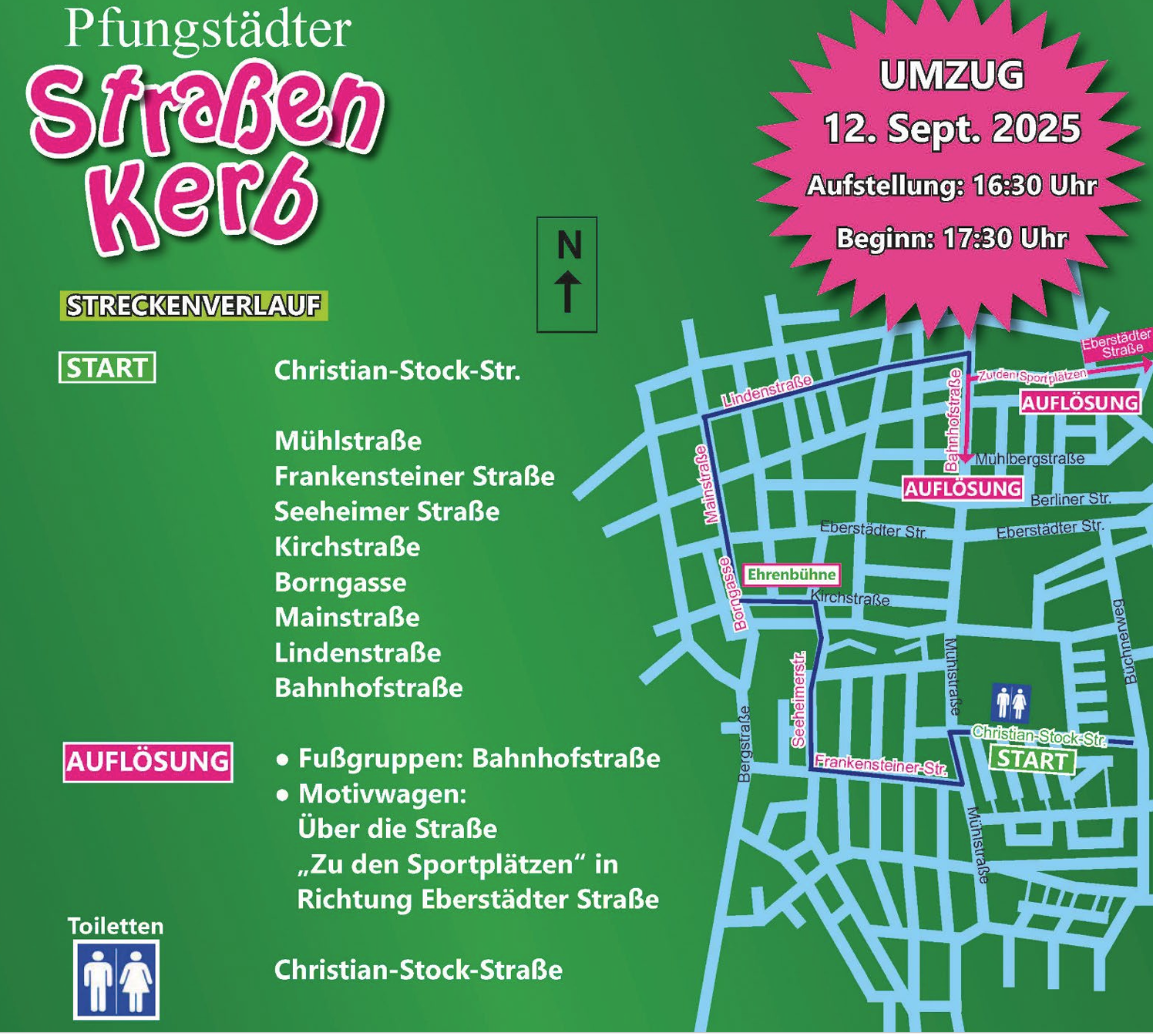 Der Verlauf der Umzugsstrecke zum Kerwe-Umzug 2026